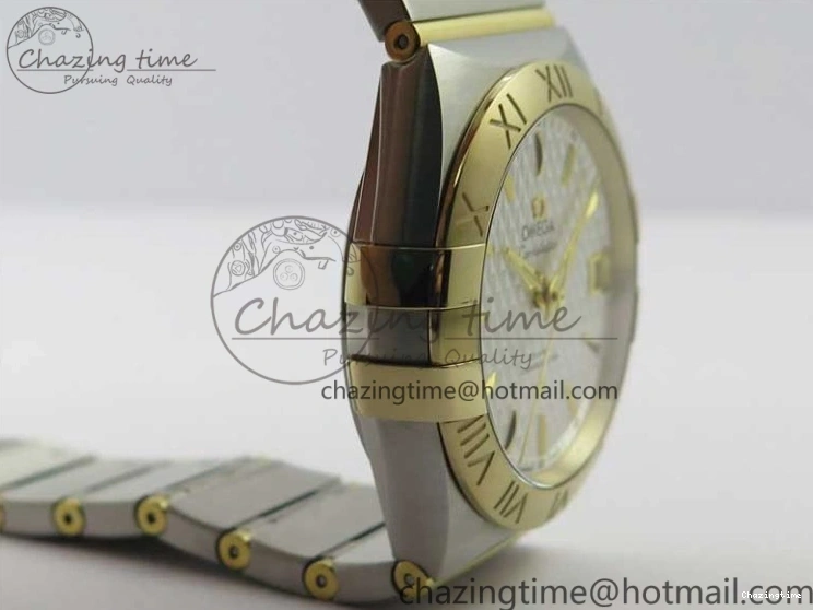 0303 Constellation 38mm SS YG VSF 1:1 Best Edition White Textured Dial on SS YG Bracelet A8500 Super Clone Upgraded 7922